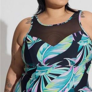 Torrid Wireless Mesh High Neck One Piece Swimsuit